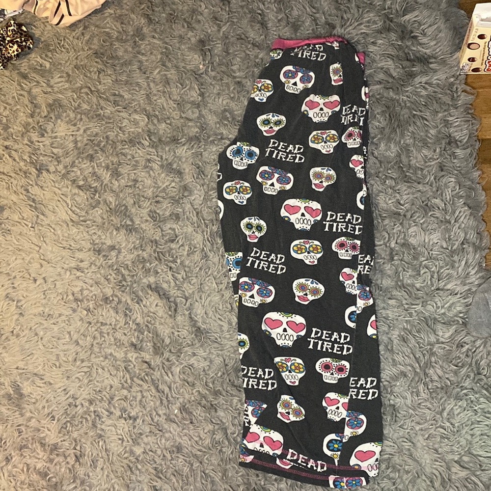 Comfy pajama pants, not thin or super thick.